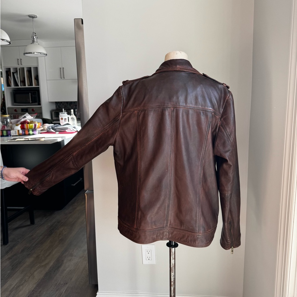 Women’s Orvis Rich Brown Leather Jacket Size L (12-14) - Picture 4 of 12